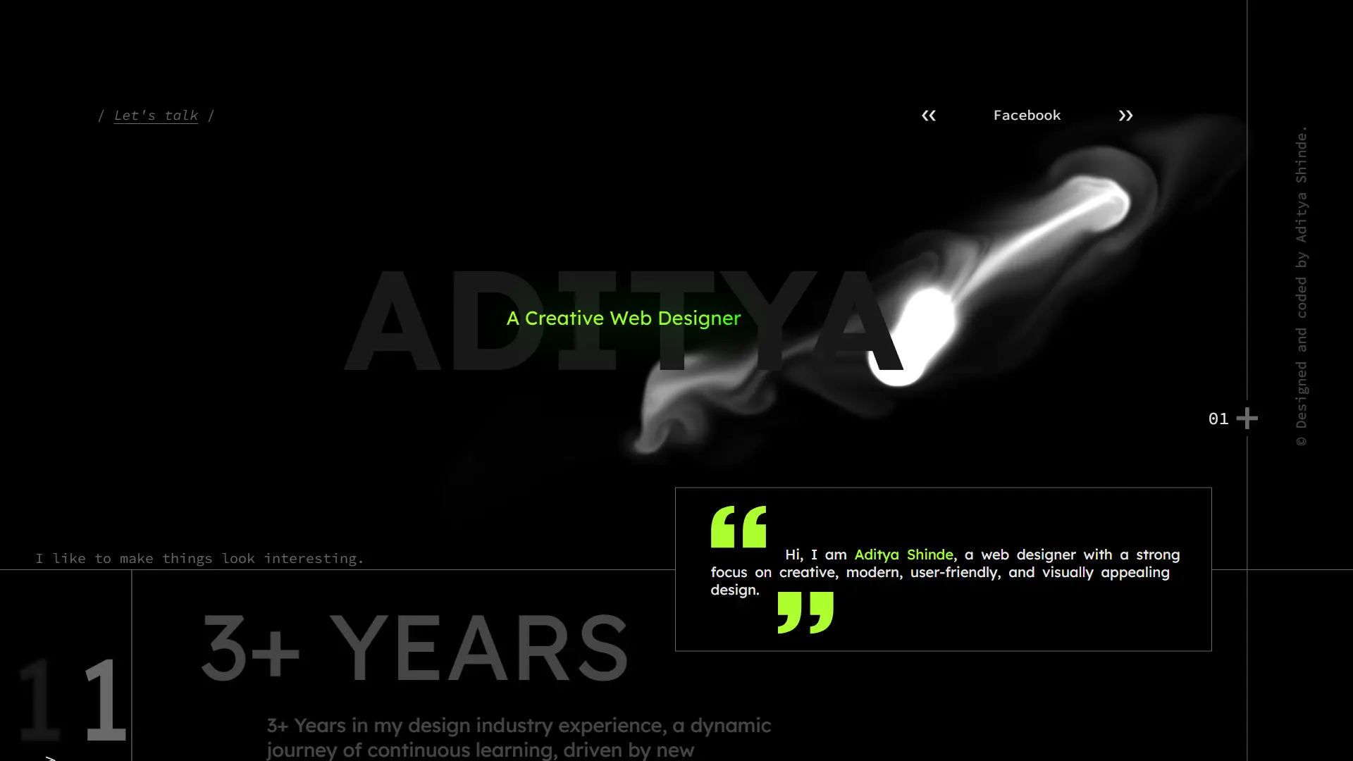 Aditya Shinde personal portfolio website - Kala Web Studio custom portfolio design project